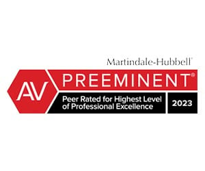 Martindale Hubbell AV preeminent peer rated for highest level of professional excellence 2023