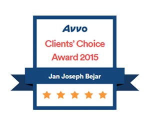 Avvo clients' choice award 2015 jan joseph bejar five stars